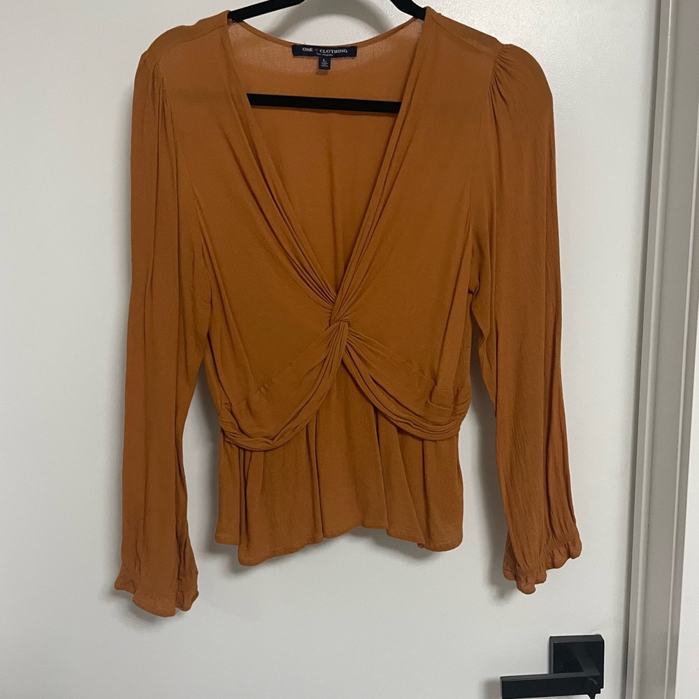 One Clothing Rust Long Sleeve Blouse